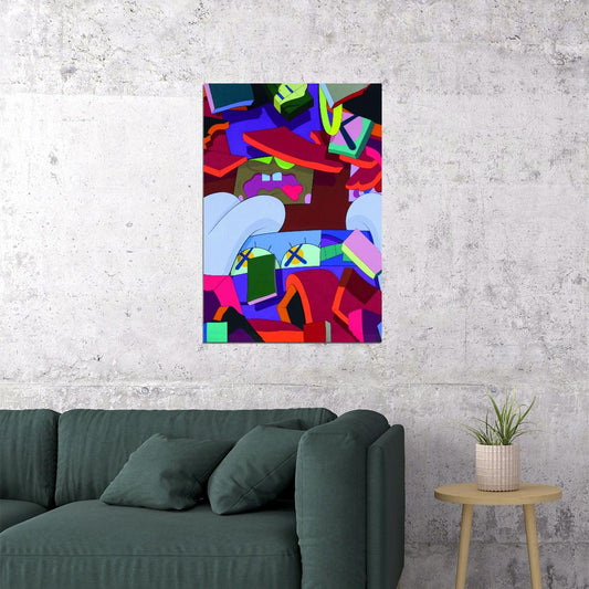 Abstract Geometric Pop Art Poster Vibrant Colorful Contemporary Modern Art Wall Decor Trendy Room Aesthetic - xonomax