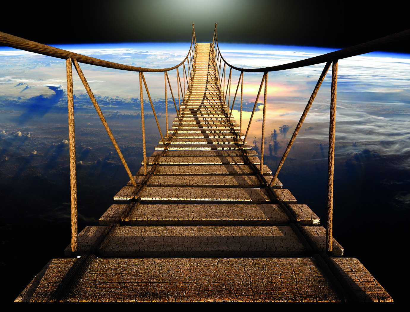 Suspension Bridge Scenic Photography Poster Adventure Landscape Travel Art Rustic Modern Wall Print Decor - xonomax