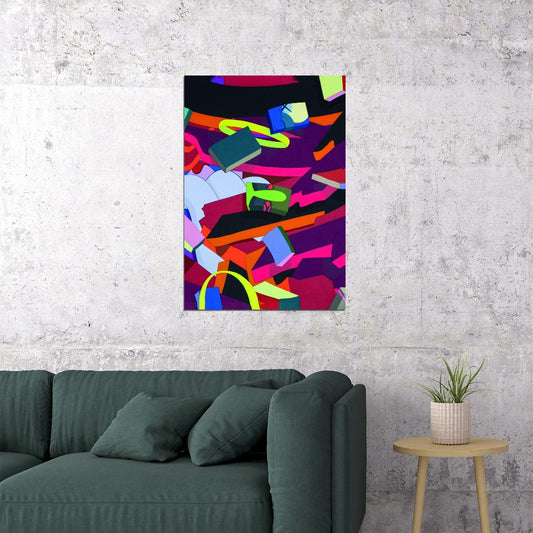 Abstract Colorful Pop Art Poster Bold Geometric Shapes Vibrant Modern Aesthetic Wall Decor Room Design - xonomax