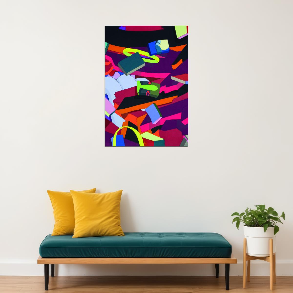 Abstract Colorful Pop Art Poster Bold Geometric Shapes Vibrant Modern Aesthetic Wall Decor Room Design - xonomax