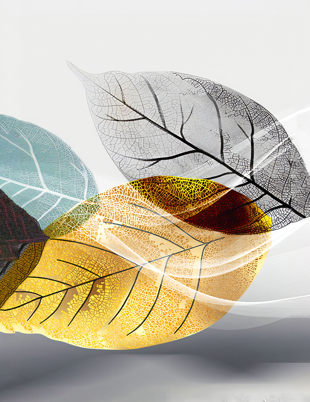Translucent Leaves Botanical Poster Nature-Inspired Minimalist Art Modern Scandinavian Style Wall Decor Print