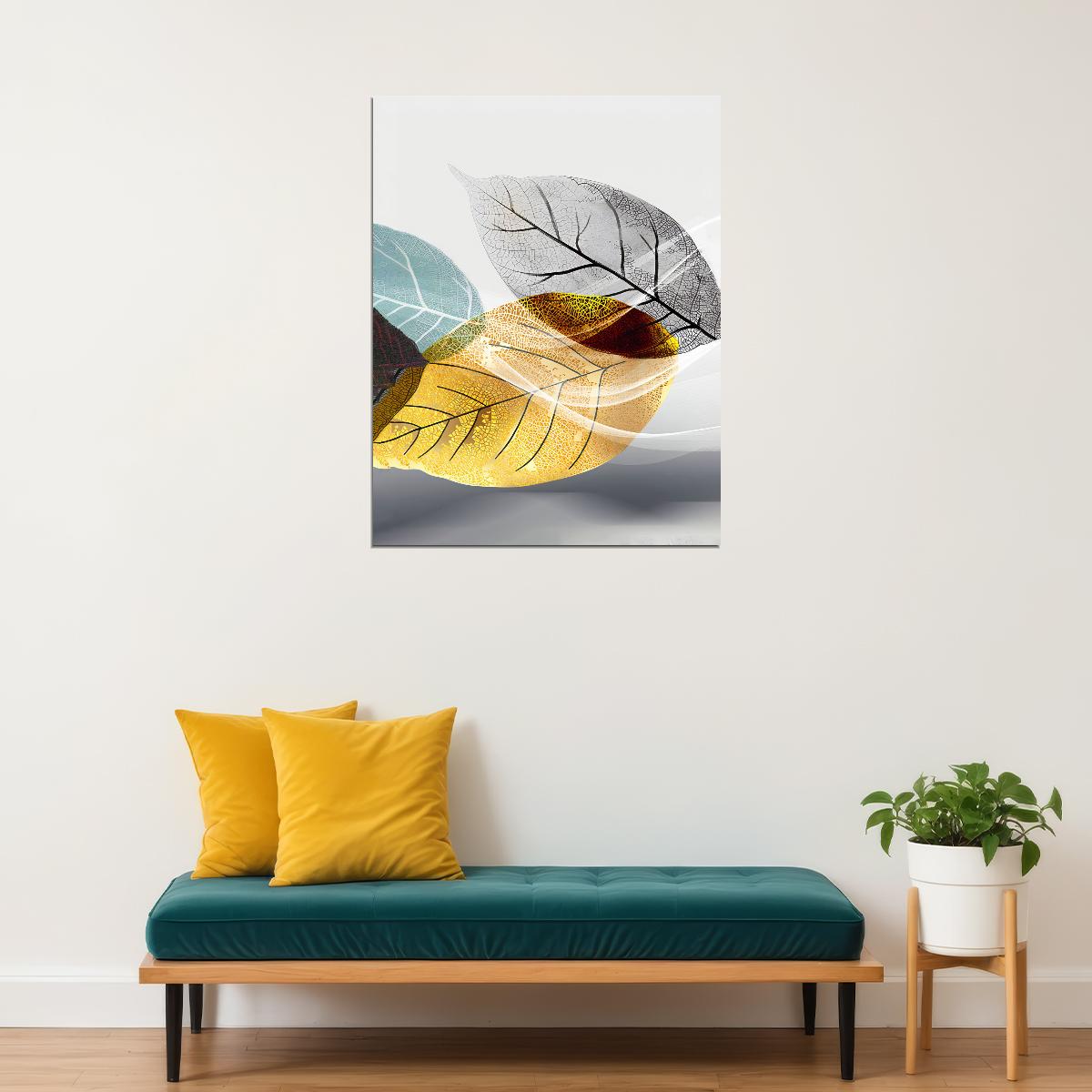 Translucent Leaves Botanical Poster Nature-Inspired Minimalist Art Modern Scandinavian Style Wall Decor Print