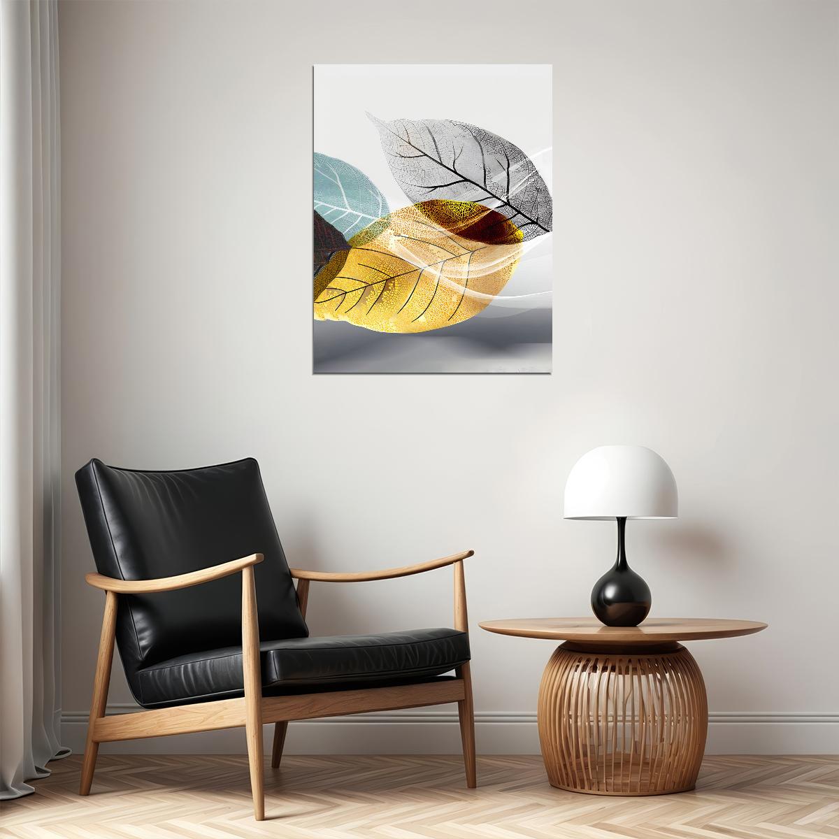Translucent Leaves Botanical Poster Nature-Inspired Minimalist Art Modern Scandinavian Style Wall Decor Print
