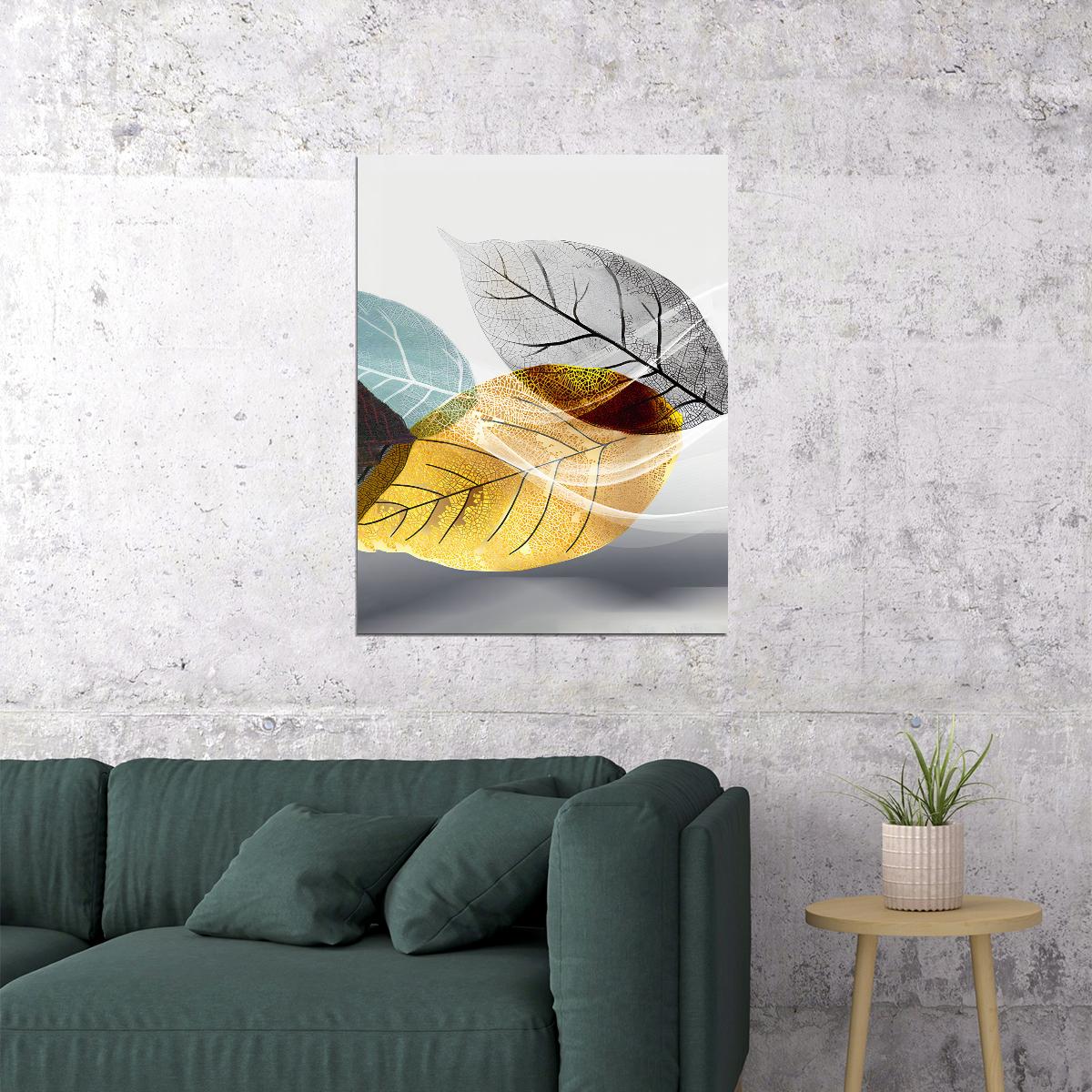 Translucent Leaves Botanical Poster Nature-Inspired Minimalist Art Modern Scandinavian Style Wall Decor Print