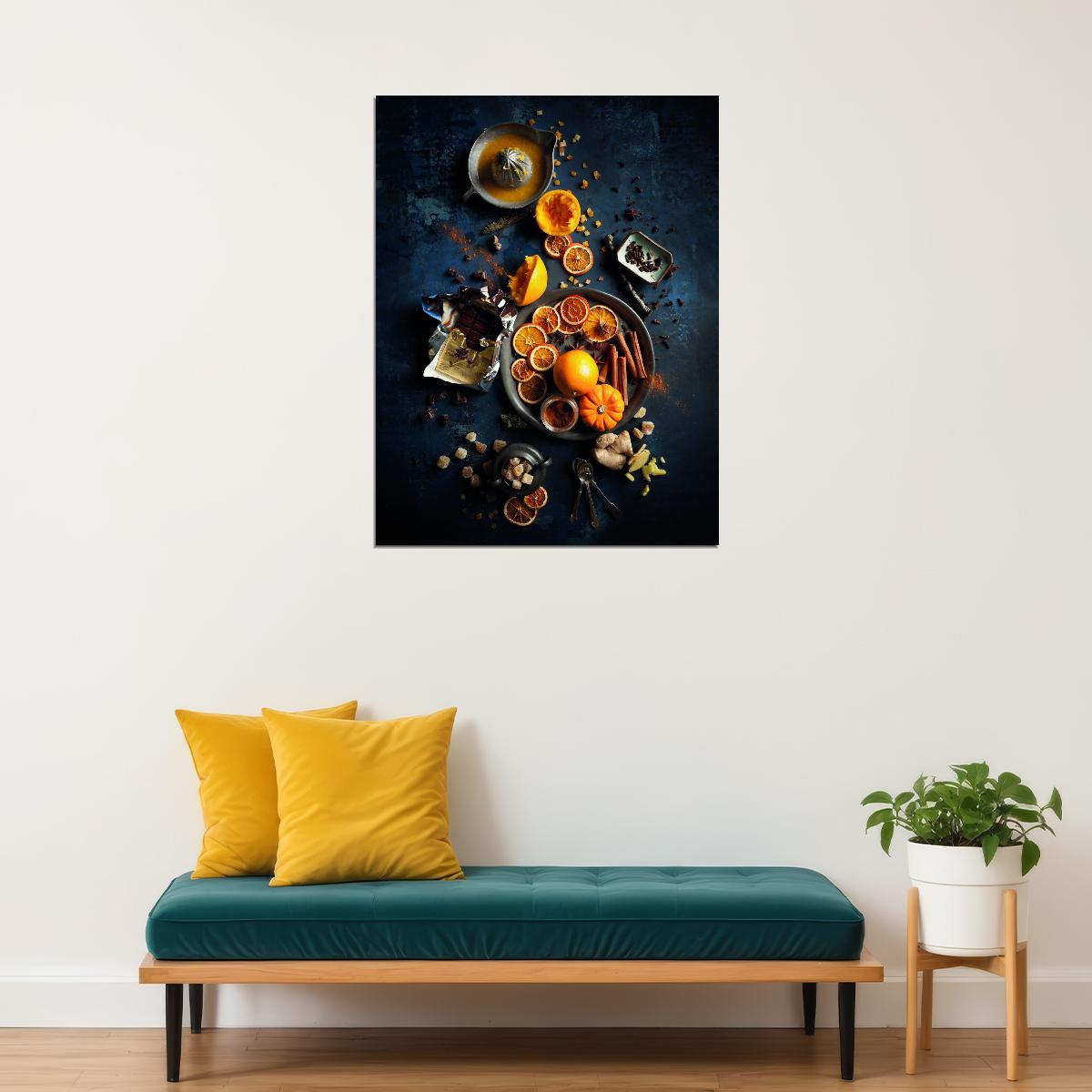 Autumn Harvest Food Poster Rustic Seasonal Kitchen Decor Cozy Farmhouse Wall Art Print - xonomax