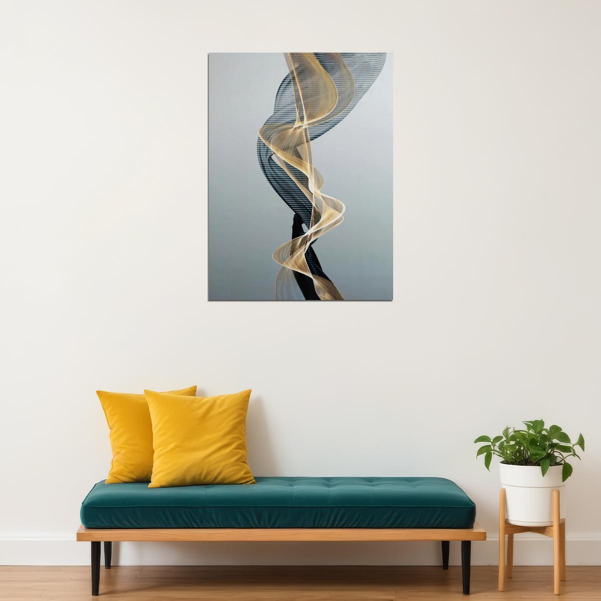 Abstract Flowing Lines Poster Minimalist Elegant Art Contemporary Scandinavian Wall Decor Trendy Aesthetic - xonomax