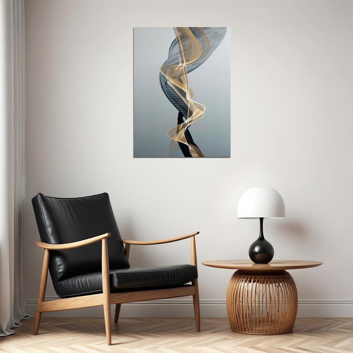 Abstract Flowing Lines Poster Minimalist Elegant Art Contemporary Scandinavian Wall Decor Trendy Aesthetic - xonomax