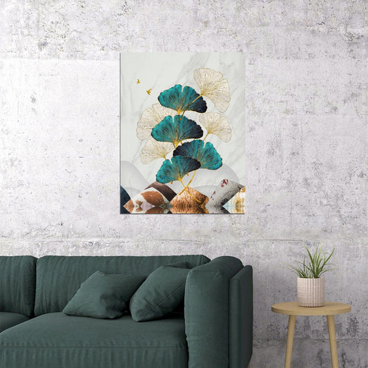 Ginkgo Leaves Botanical Poster Elegant Minimalist Nature Wall Art Modern Nordic Home Decor Print - xonomax