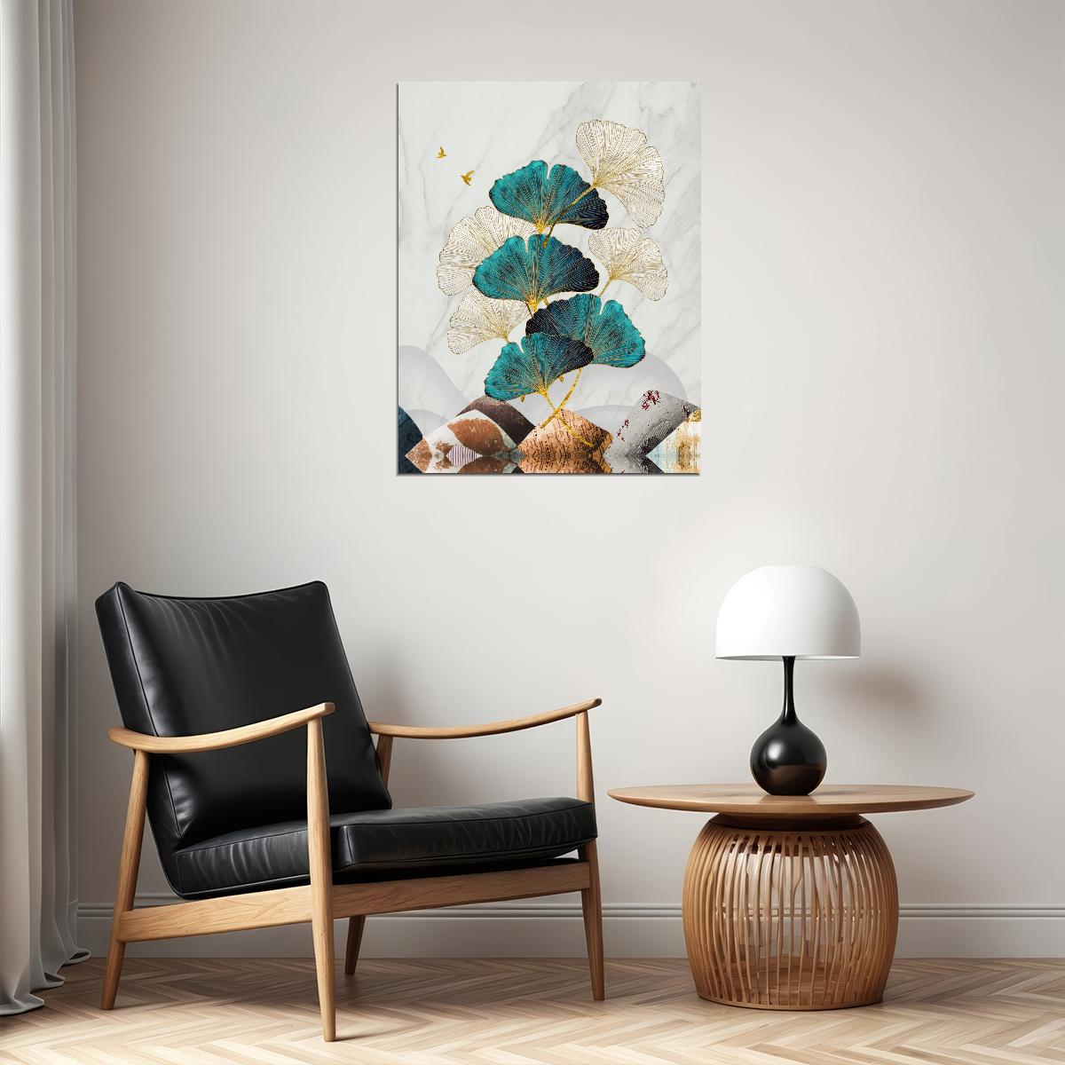 Ginkgo Leaves Botanical Poster Elegant Minimalist Nature Wall Art Modern Nordic Home Decor Print - xonomax