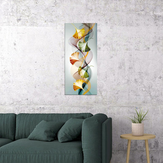 Ginkgo Leaf Abstract Poster Minimalist Botanical Art Elegant Modern Scandinavian Style Wall Decor Print - xonomax