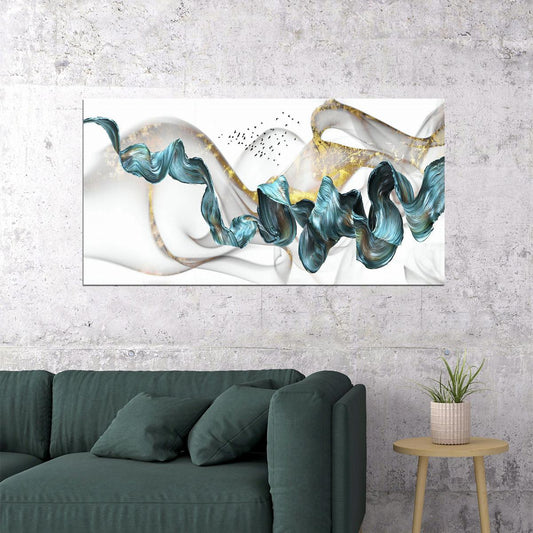 Abstract Fluid Art Poster Flowing Ribbon Design Elegant Modern Wall Decor Scandinavian Minimalist Print - xonomax