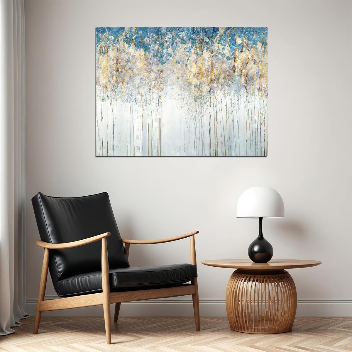Impressionist Forest Landscape Poster Abstract Nature Art Mystical Boho Forest Wall Decor Print - xonomax