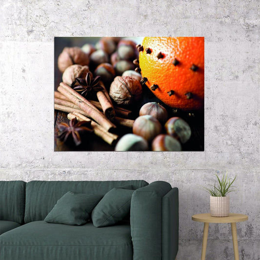 Autumn Spice Orange Poster Cozy Seasonal Decor Rustic Kitchen Wall Art Print - xonomax