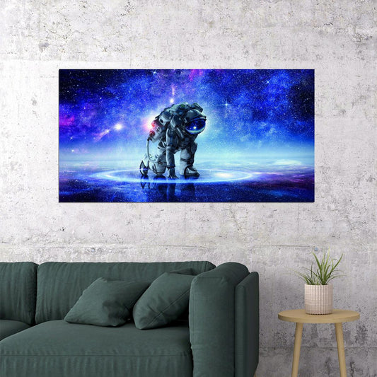 Astronaut in Space Poster Cosmic Galaxy Art Surreal Modern Wall Decor Print - xonomax