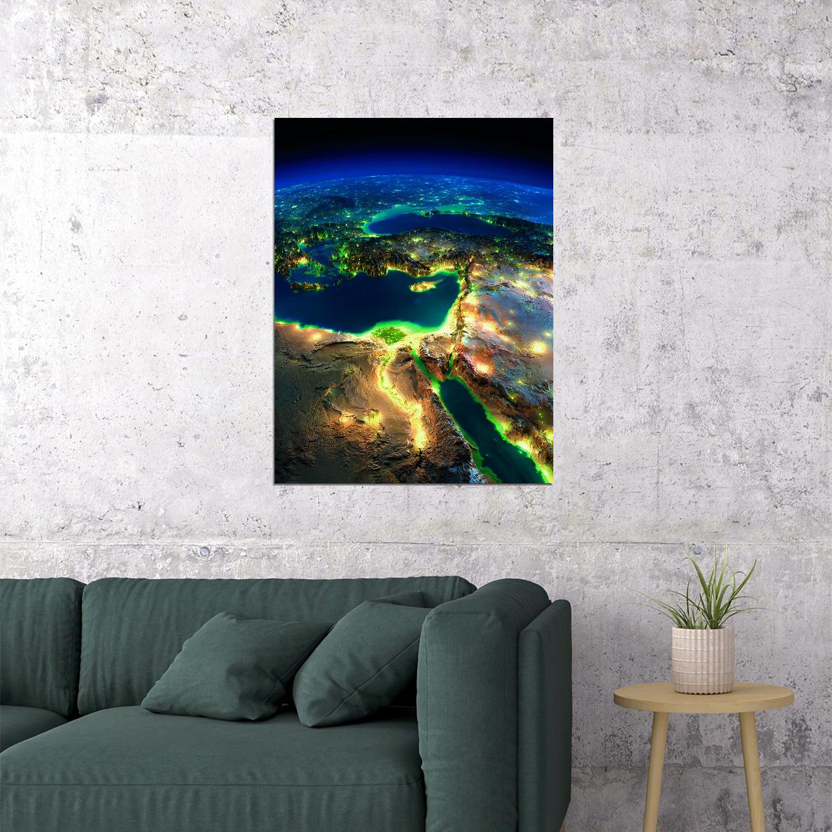 Earth from Space Poster Stunning Planet View Night Lights Modern Astronomy Wall Decor Print - xonomax