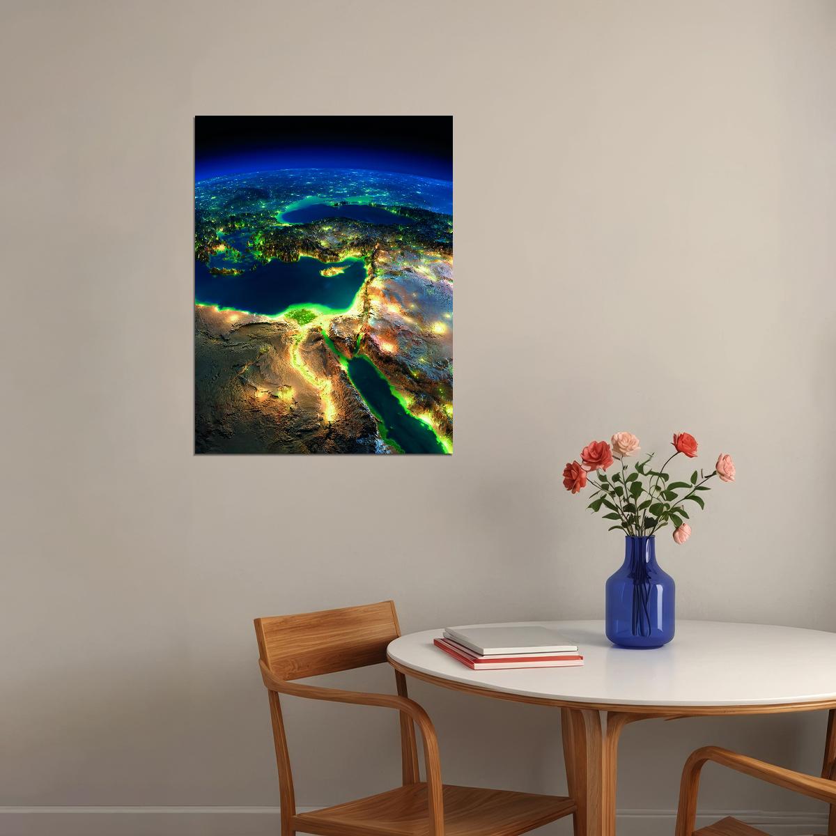 Earth from Space Poster Stunning Planet View Night Lights Modern Astronomy Wall Decor Print - xonomax