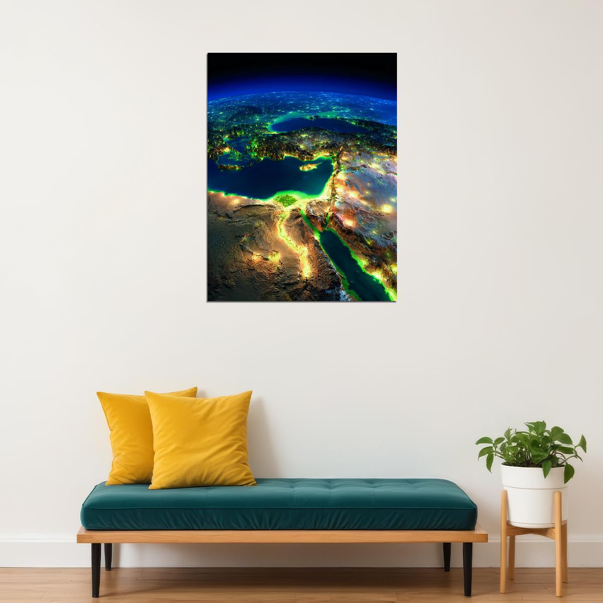 Earth from Space Poster Stunning Planet View Night Lights Modern Astronomy Wall Decor Print - xonomax