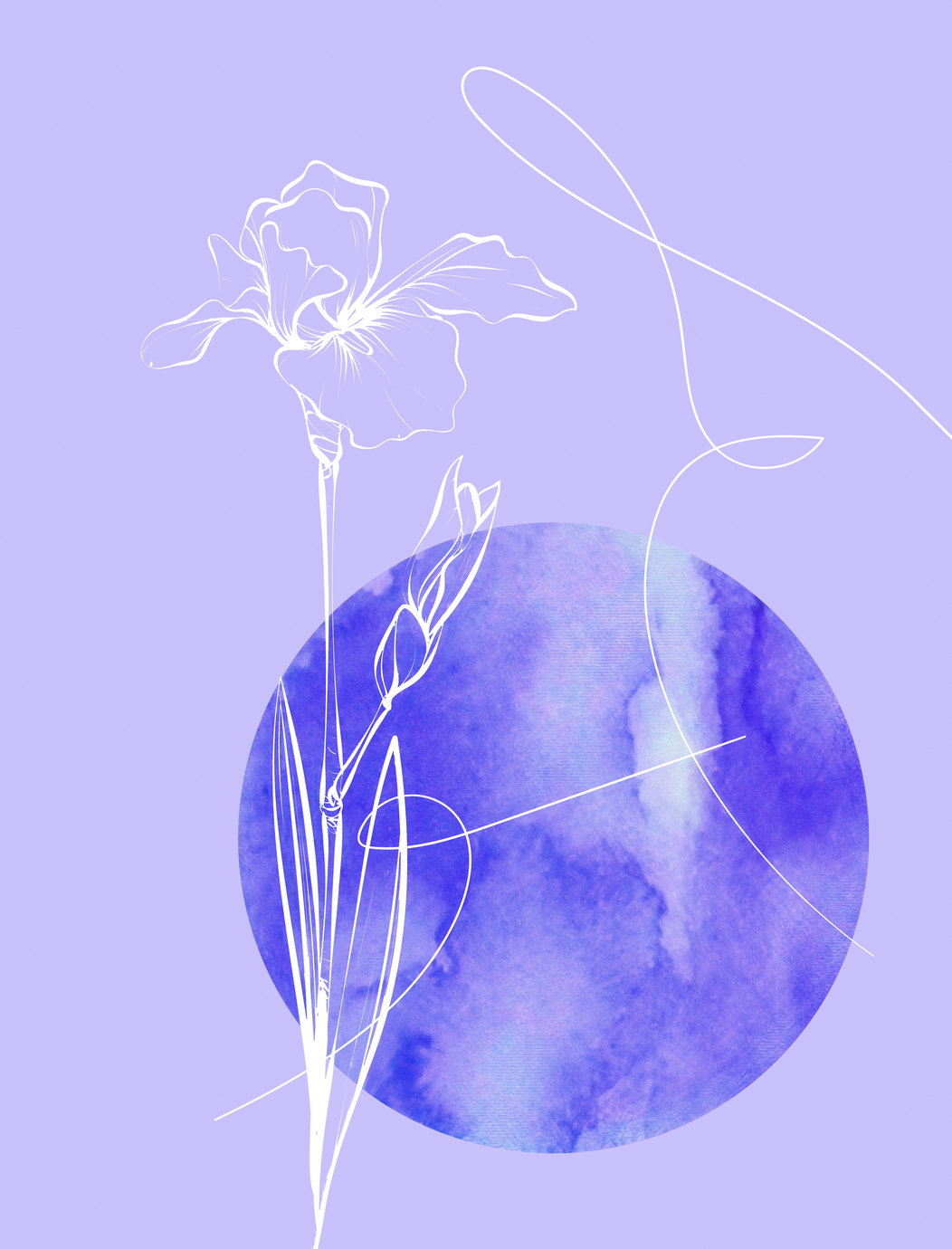 Abstract Botanical Line Art Poster Minimalist Purple Floral Modern Wall Decor Print - xonomax