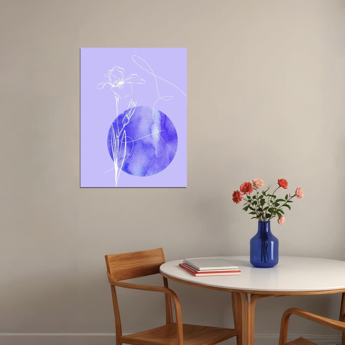Abstract Botanical Line Art Poster Minimalist Purple Floral Modern Wall Decor Print - xonomax