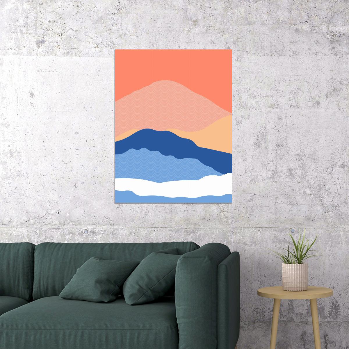 Minimalist Mountain Landscape Poster Modern Abstract Nature Art Pastel Wall Decor Print - xonomax