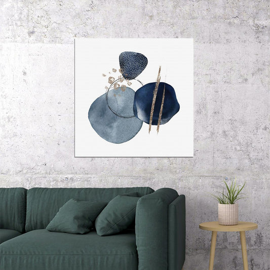 Blue Abstract Stones Poster Minimalist Geometric Art Scandinavian Modern Wall Decor Print - xonomax