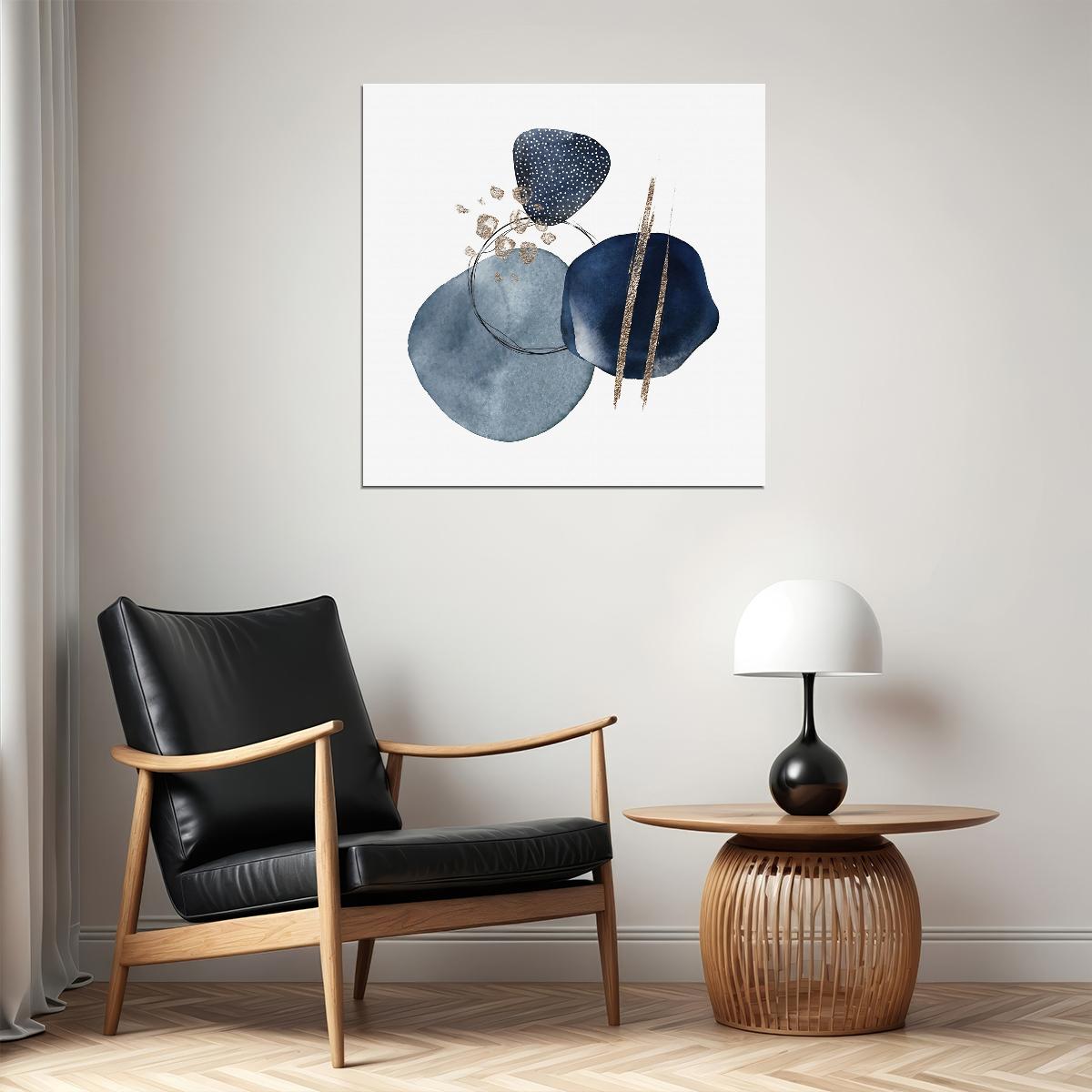 Blue Abstract Stones Poster Minimalist Geometric Art Scandinavian Modern Wall Decor Print - xonomax