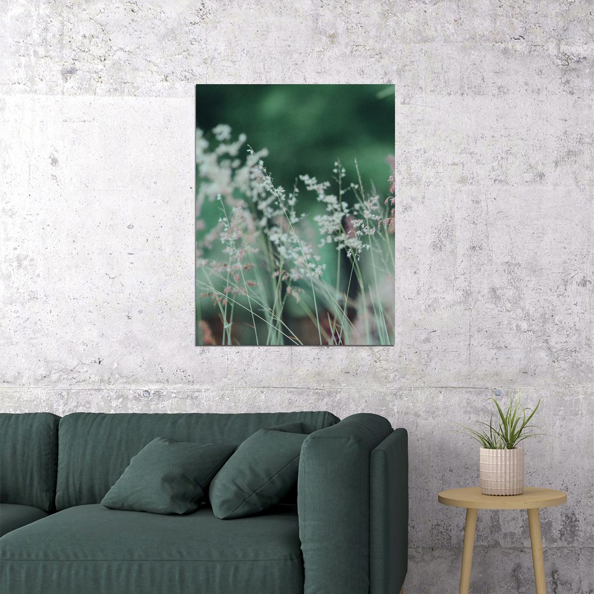 Dreamy Wildflower Poster White Pink Flowers Spring Botanical Art Nature Abstract Wall Decor Print - xonomax
