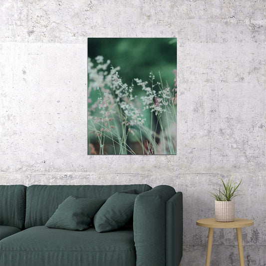 Dreamy Wildflower Poster White Pink Flowers Spring Botanical Art Nature Abstract Wall Decor Print - xonomax
