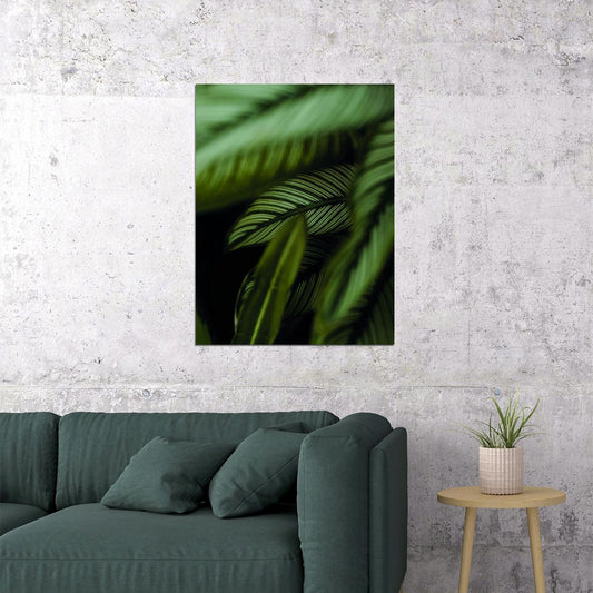 Tropical Leaves Calathea Botanical Garden Print Close-Up Palm Leaves Poster Lush Green Nature Art Wall Decor Print - xonomax