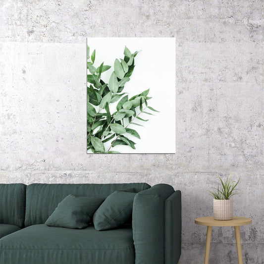 Eucalyptus Leaves Poster Minimalist Botanical Art Scandinavian Greenery Wall Decor Print - xonomax