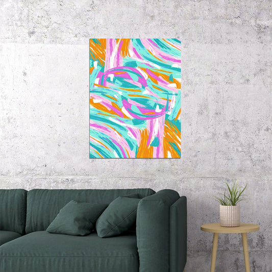 Abstract Colorful Brush Strokes Poster Vibrant Contemporary Art Modern Wall Decor Print - xonomax