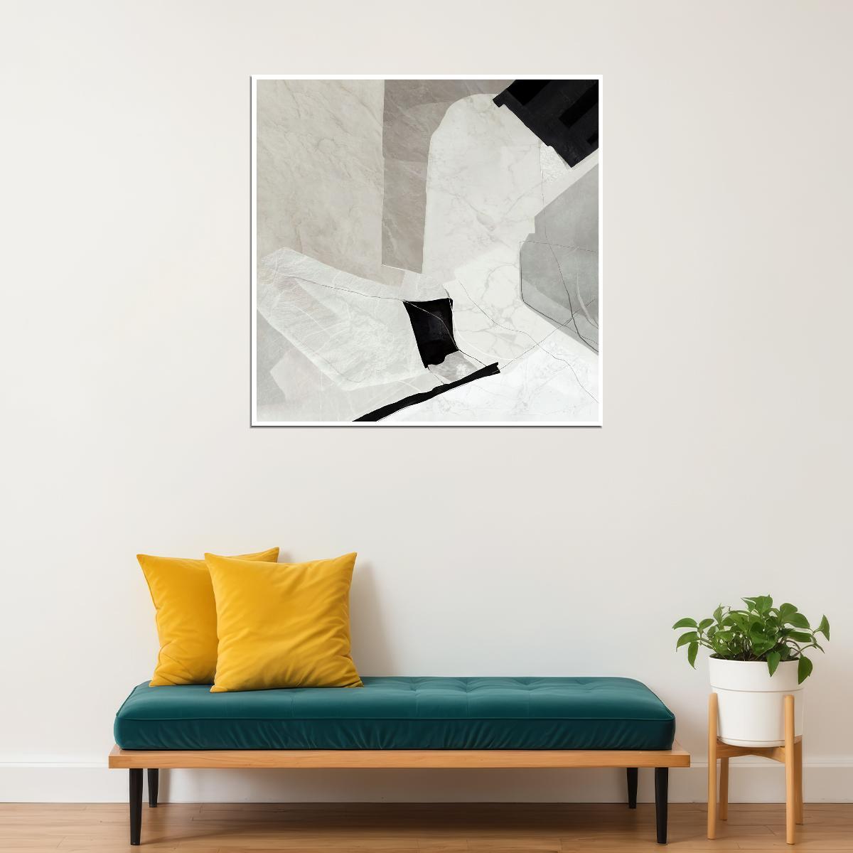 Abstract Minimalist Marble Poster Monochrome Modern Art Contemporary Wall Decor Print - xonomax