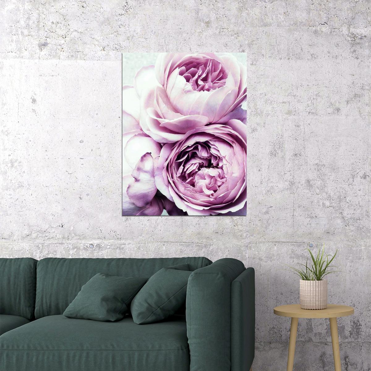 Pastel Peonies Poster Soft Floral Botanical Art Romantic Pink Flower Wall Decor Print - xonomax