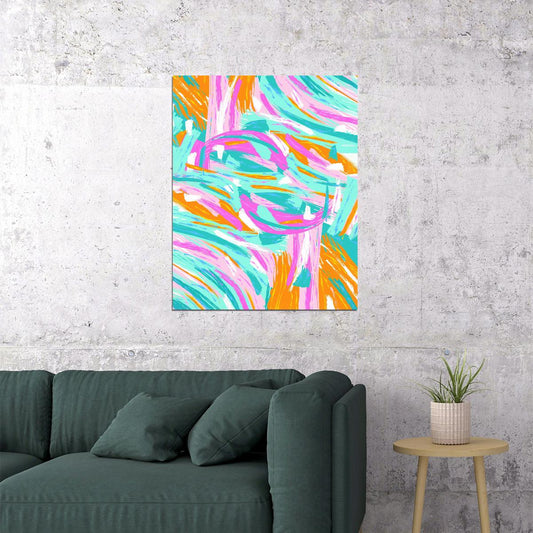 Minimalist Colorful Abstract Brush Strokes Poster Vibrant Contemporary Art Modern Wall Decor Print - xonomax
