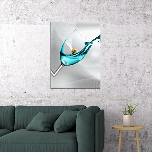 Elegant Glass Splash Poster Abstract Modern Art Minimalist Wall Decor Print - xonomax