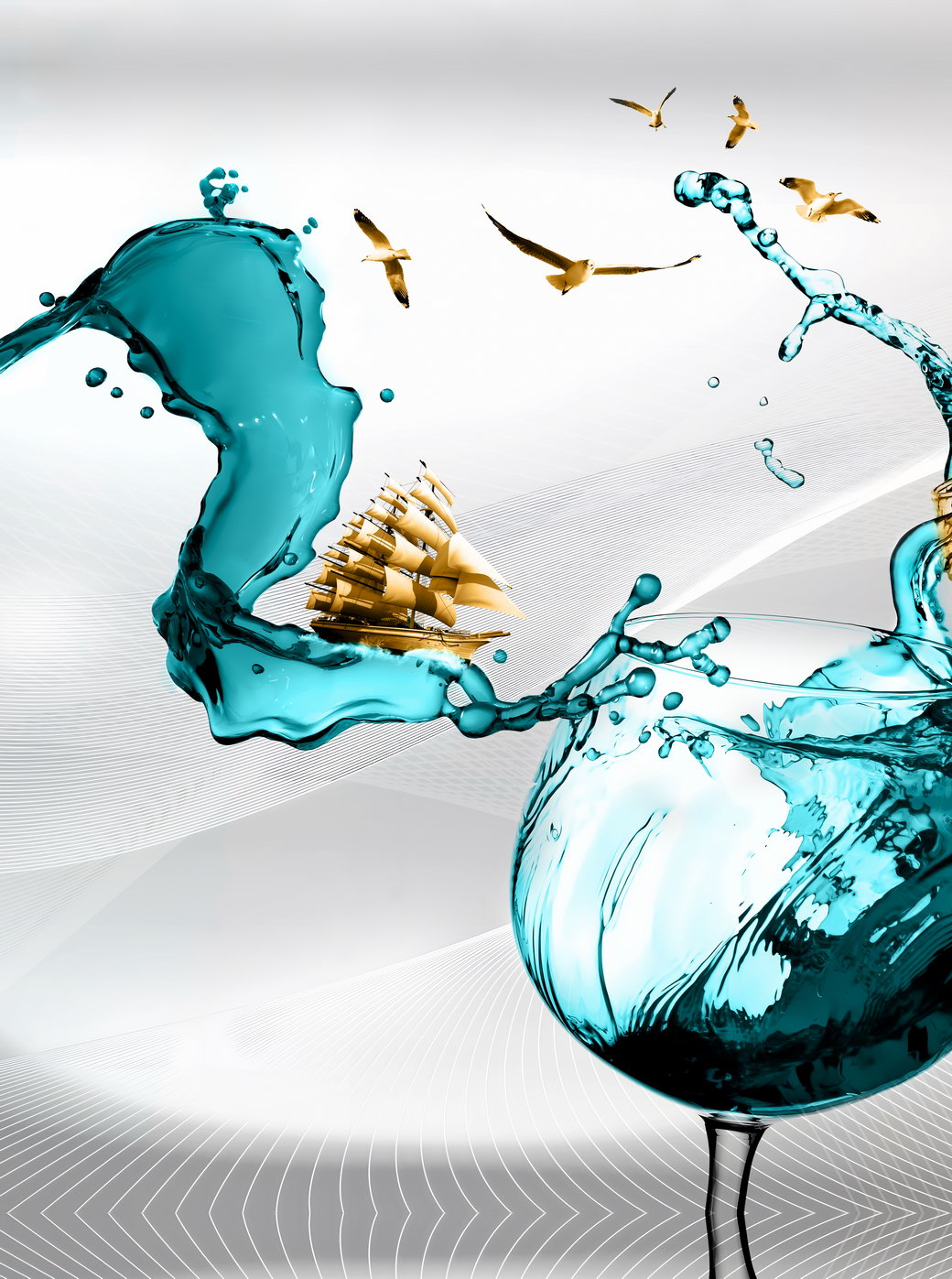 Dynamic Water Splash Poster Abstract Liquid Art Contemporary Wall Decor Print - xonomax