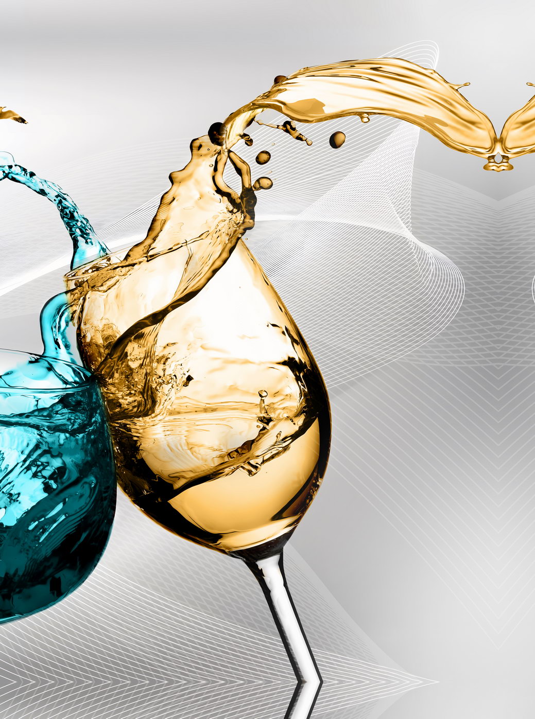 Wine and Water Glass Splash Poster Abstract Elegant Drink Art Modern Wall Decor Print - xonomax