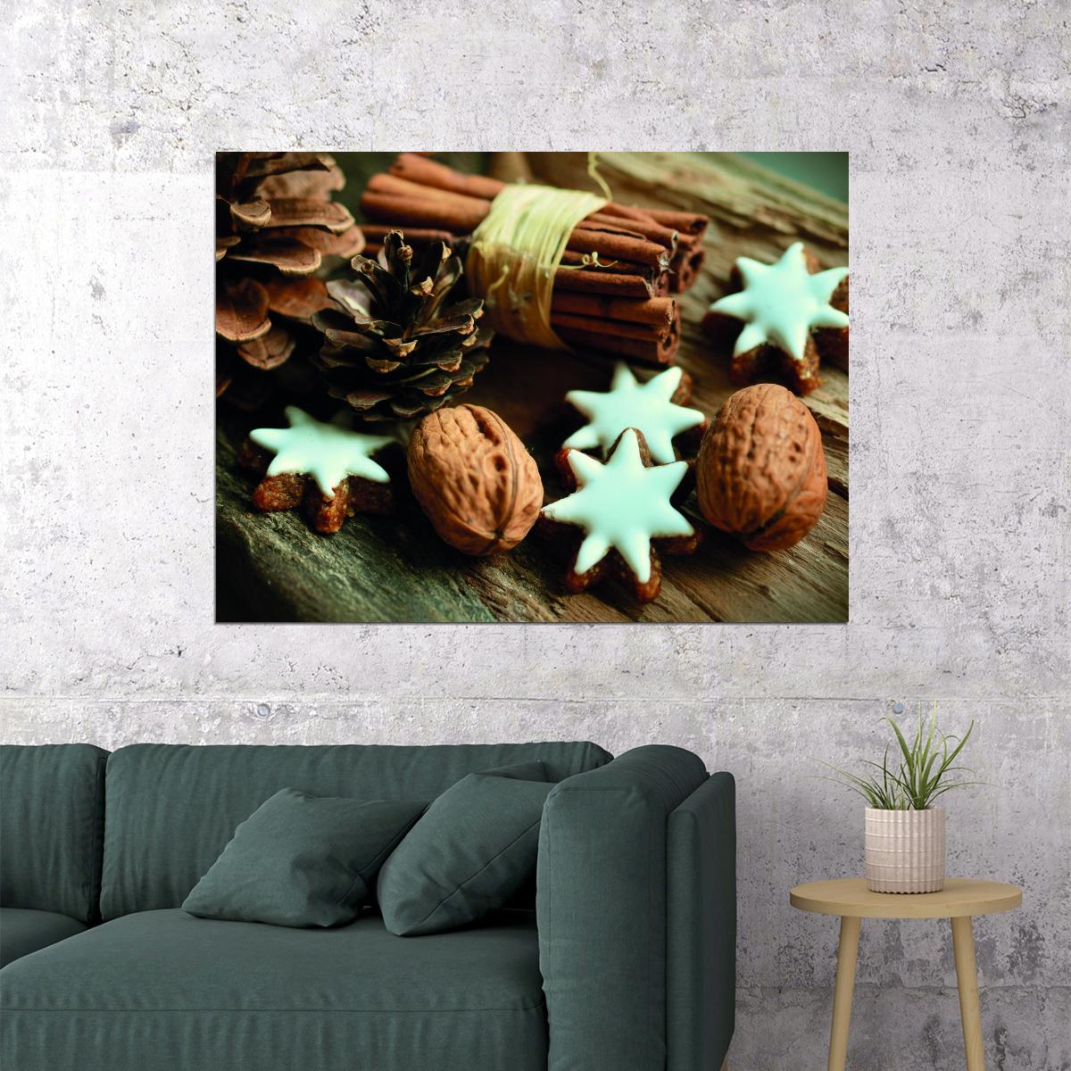 Holiday Spice and Star Anise Poster Cozy Seasonal Kitchen Art Rustic Winter Wall Decor Print - xonomax