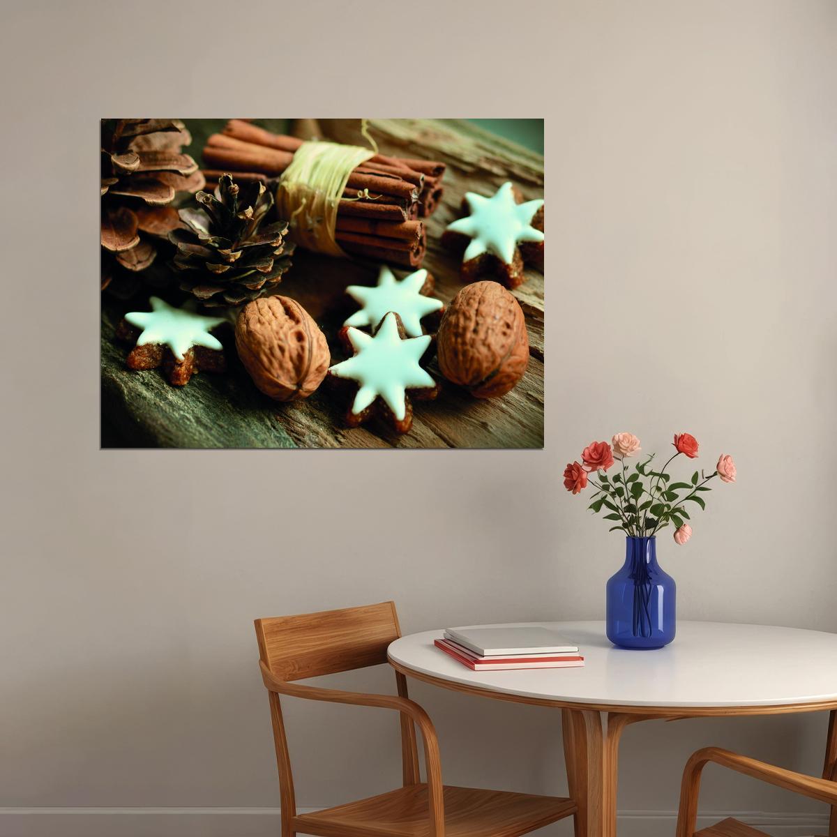 Holiday Spice and Star Anise Poster Cozy Seasonal Kitchen Art Rustic Winter Wall Decor Print - xonomax