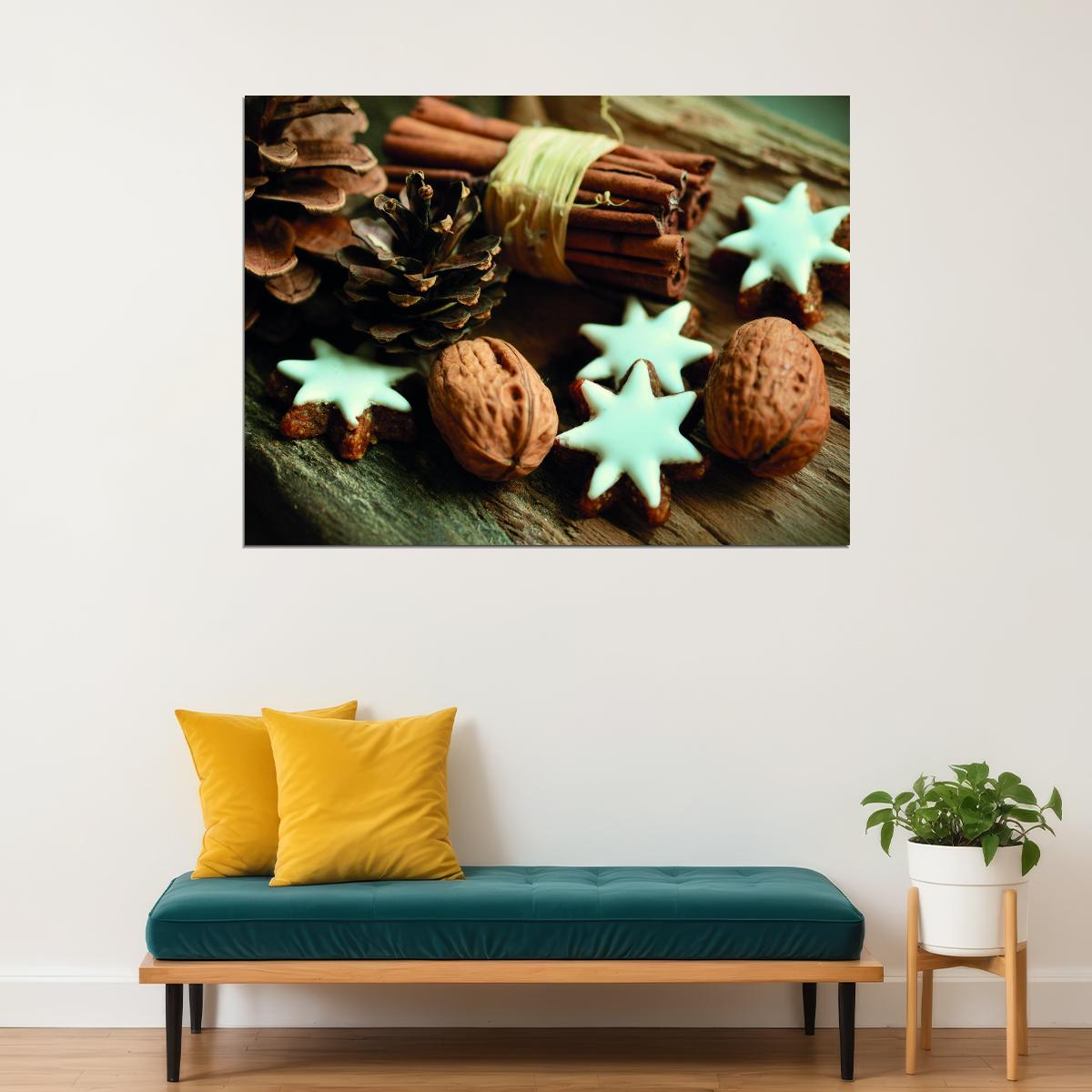 Holiday Spice and Star Anise Poster Cozy Seasonal Kitchen Art Rustic Winter Wall Decor Print - xonomax