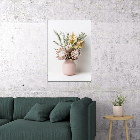 Elegant Dried Flower Bouquet Poster Minimalist Botanical Art Modern Wall Decor Print - xonomax