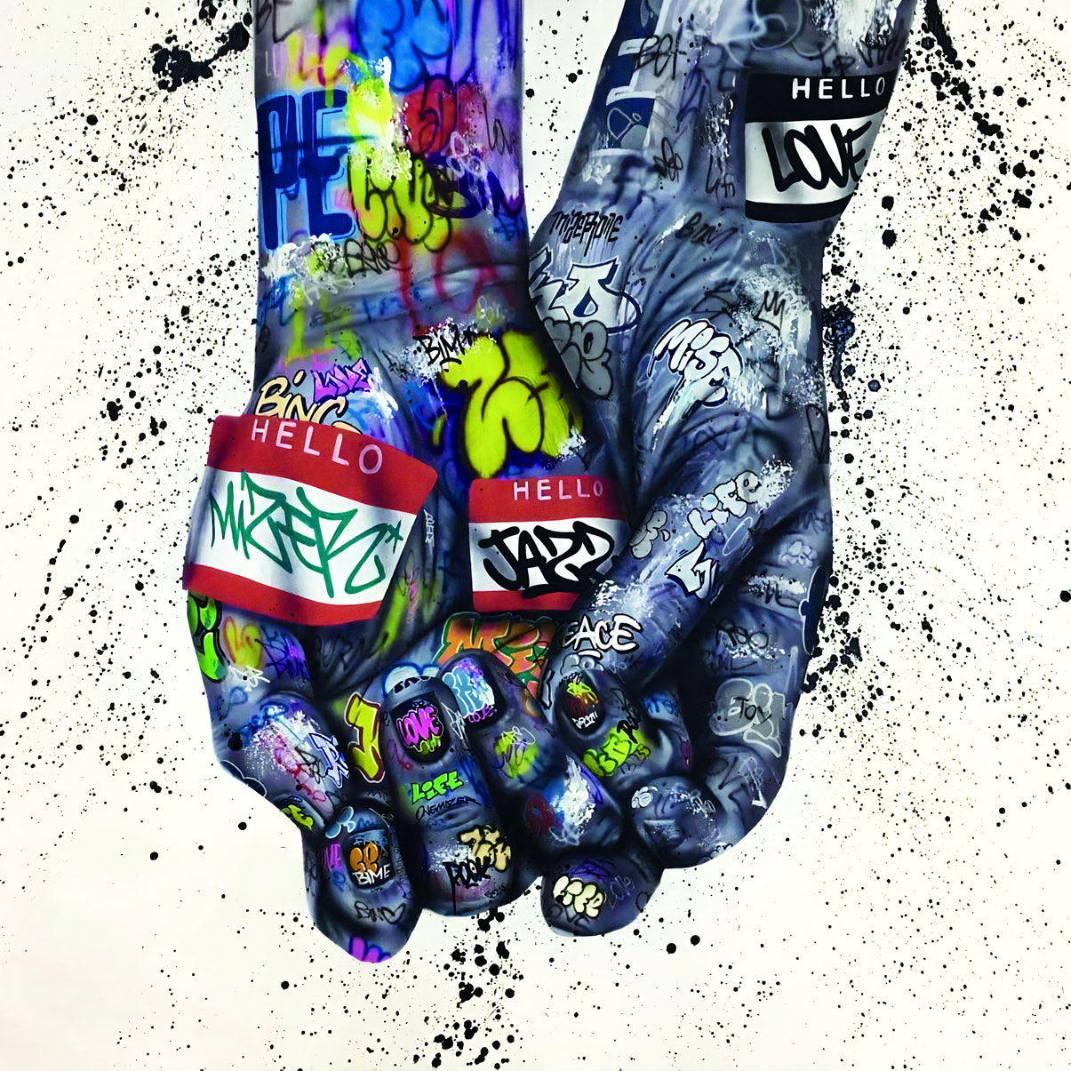 Graffiti Hands Poster Urban Street Art Colorful Symbolic Wall Decor Print - xonomax