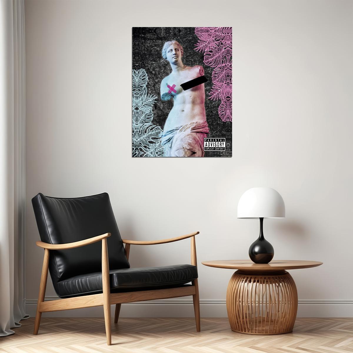 Venus de Milo Graffiti Poster Edgy Pop Art Classic Sculpture with Neon Elements Urban Wall Decor Print - xonomax