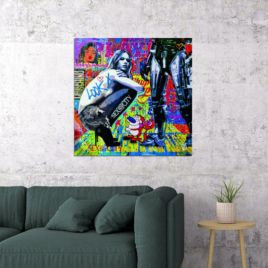 Sex And The City Street Graffiti Pop Art Collage Poster Vibrant Pop Culture Mashup Urban Wall Decor Print - xonomax