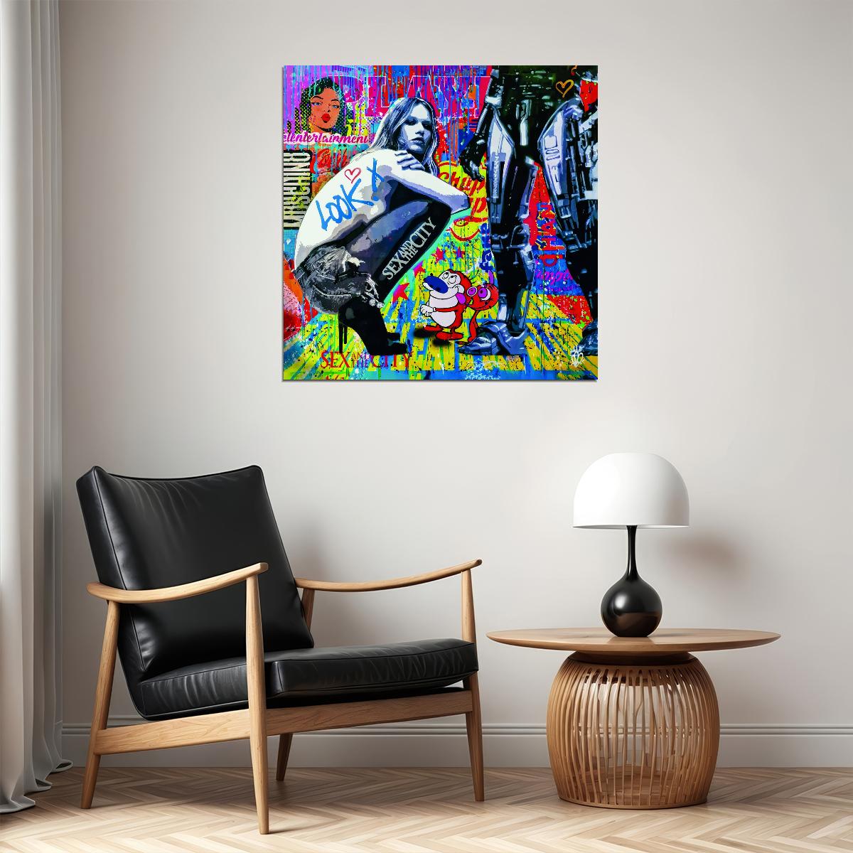 Sex And The City Street Graffiti Pop Art Collage Poster Vibrant Pop Culture Mashup Urban Wall Decor Print - xonomax