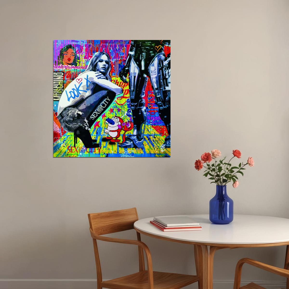 Sex And The City Street Graffiti Pop Art Collage Poster Vibrant Pop Culture Mashup Urban Wall Decor Print - xonomax