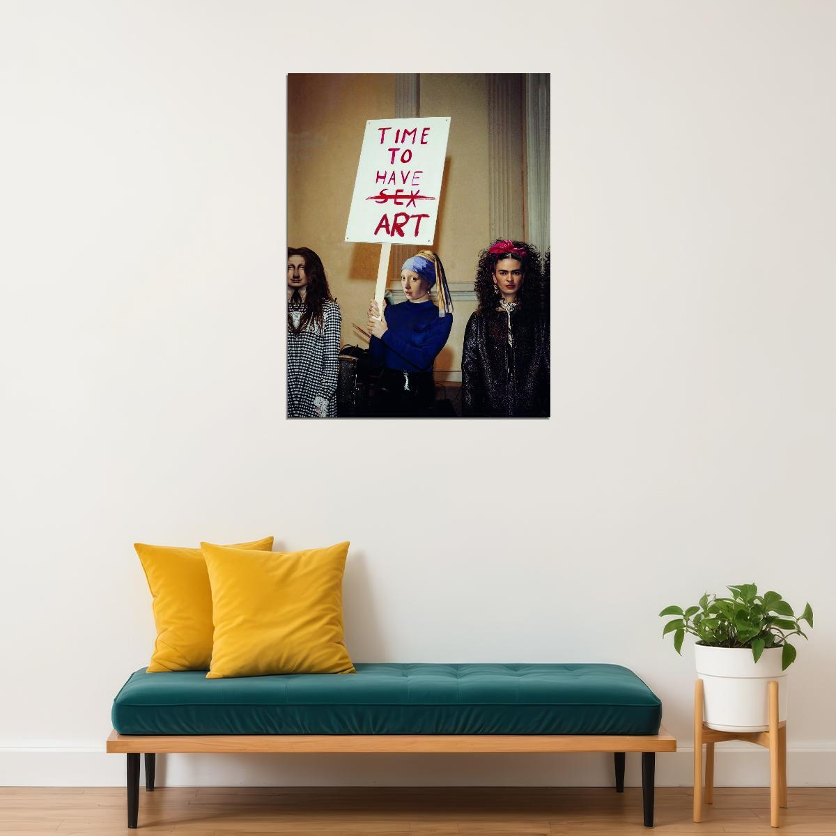 Time To Have Art Girl With The Pearl Frida Kahlo Modern Pop Art Wall Decor Print - xonomax