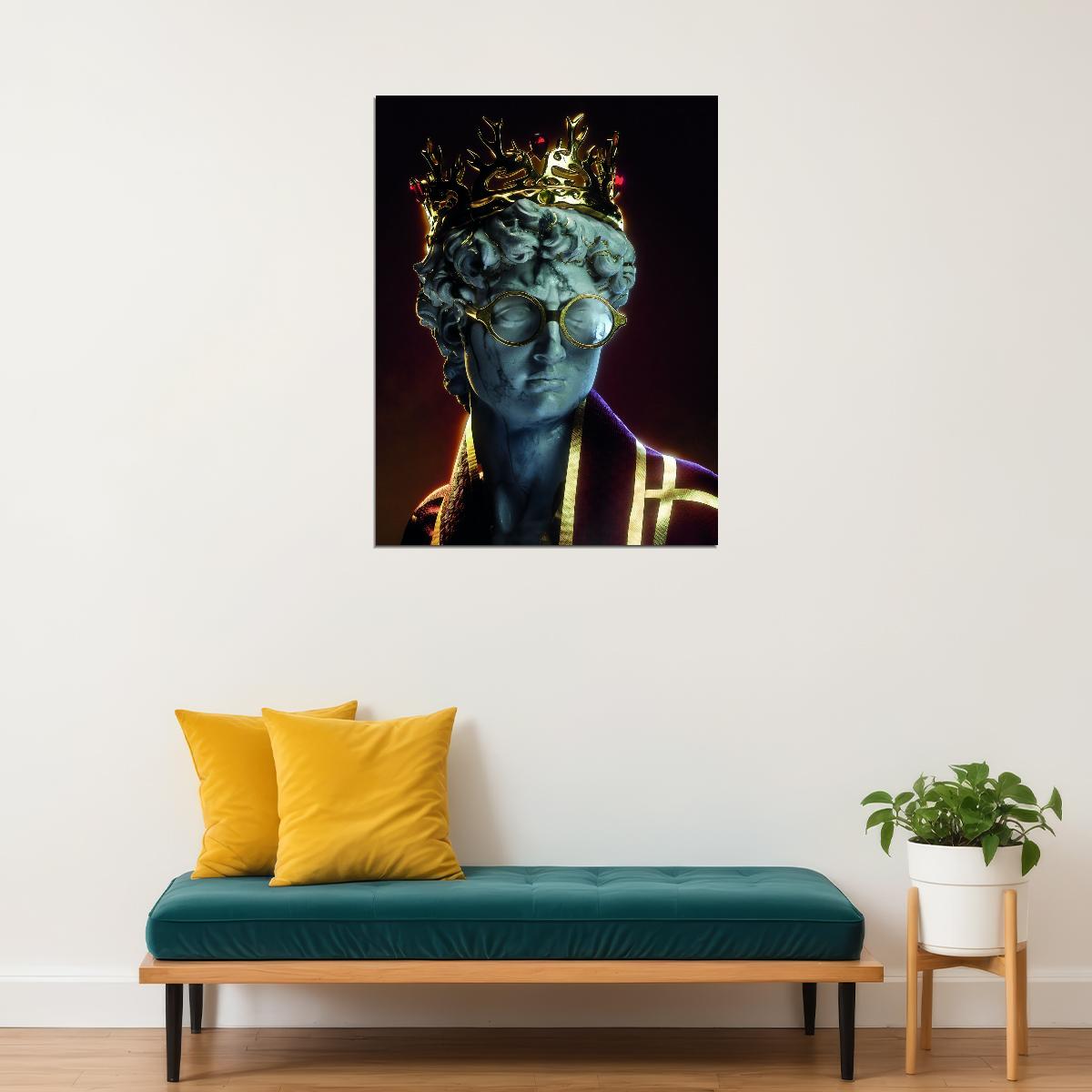 Michelangelo David Harry David Potter Statue Golden Sculpture Aesthetic Pop Art Modern Poster - xonomax