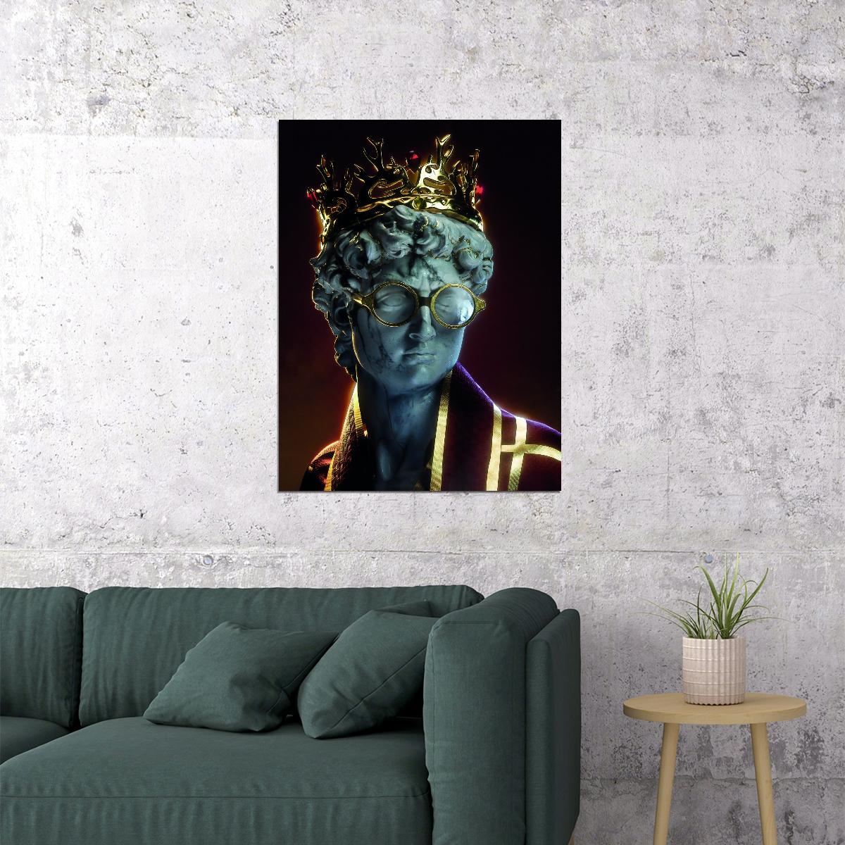 Michelangelo David Harry David Potter Statue Golden Sculpture Aesthetic Pop Art Modern Poster - xonomax
