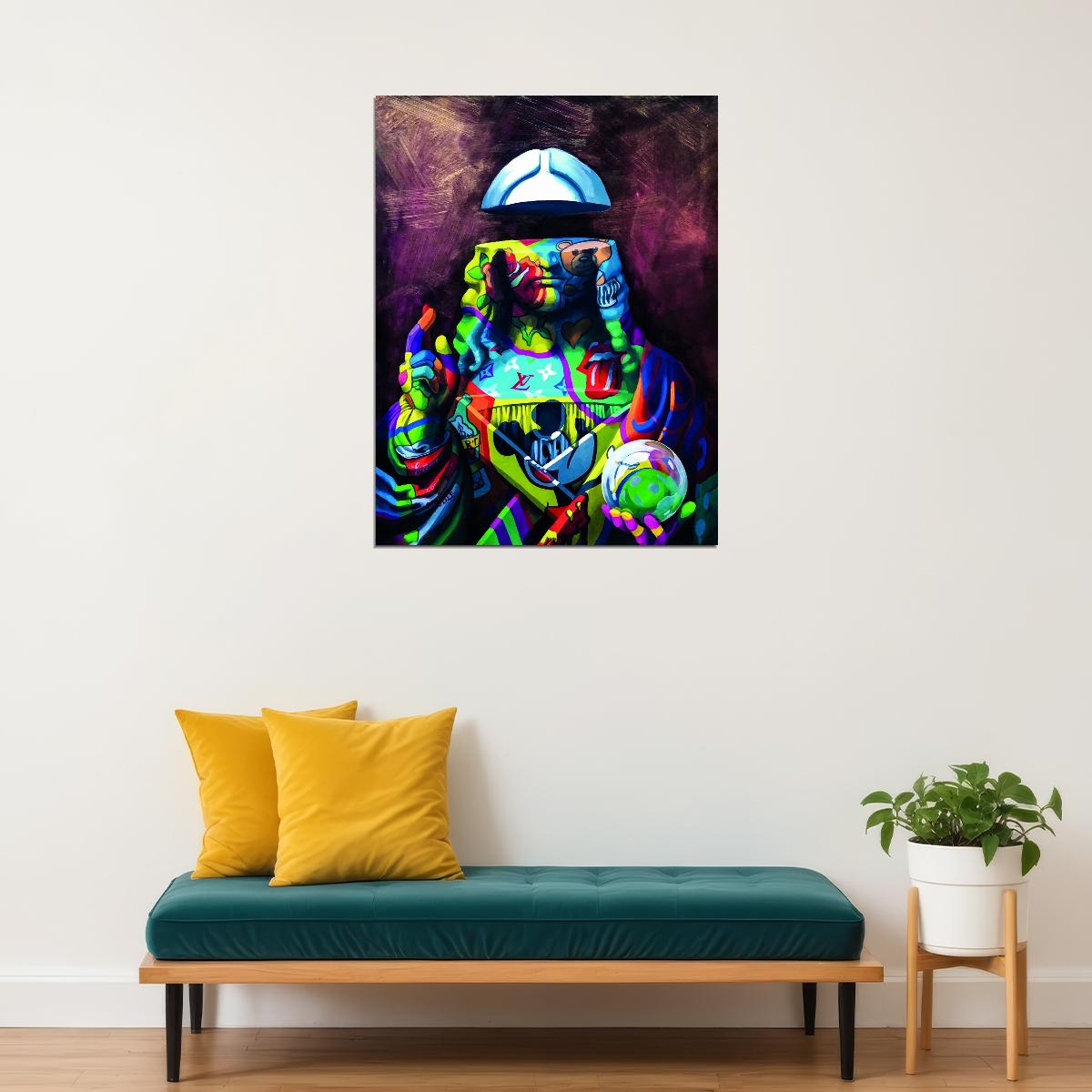 Jesus Street Graffiti Pop Art Poster Iconic Masterpiece Reimagined Bold Colors Modern Pop Culture - xonomax